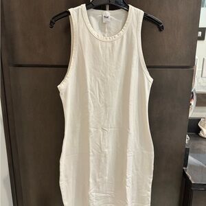 TNA White Mini Tank Top Dress with Crew Neck and Sleeveless Design